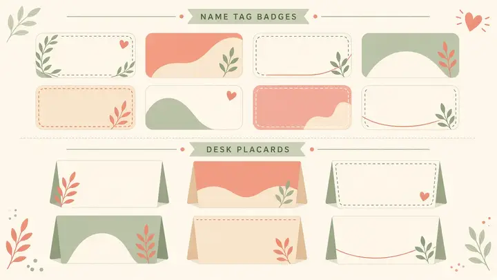 Name tags & seating labels — free online tool